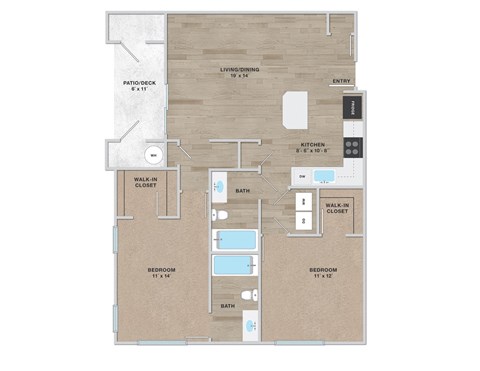 a floor plan of a 1 bedroom apartment